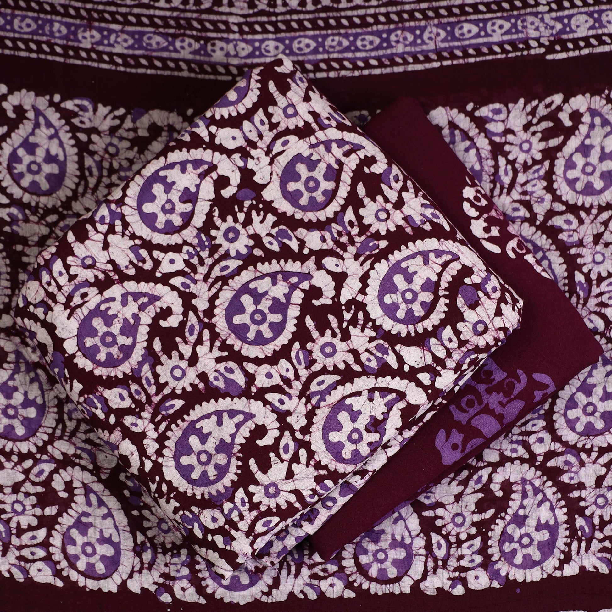 3pc Cotton Kutch Batik Print Dress Material 107