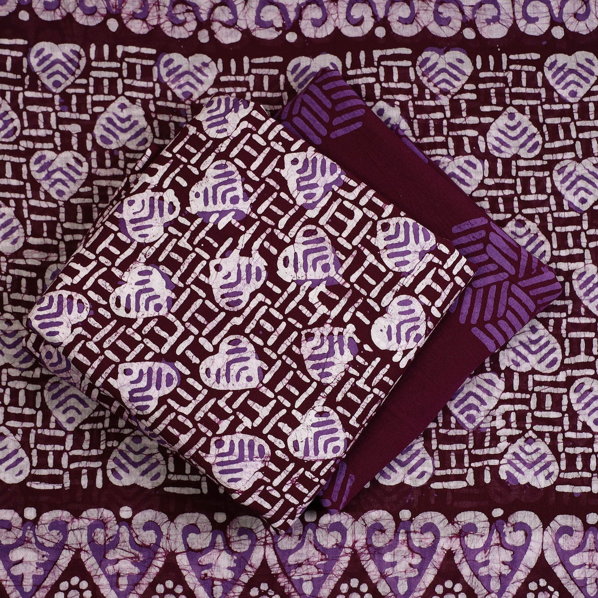 3pc Cotton Kutch Batik Print Dress Material 108