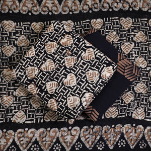 Black - 3pc Cotton Kutch Batik Print Dress Material 109