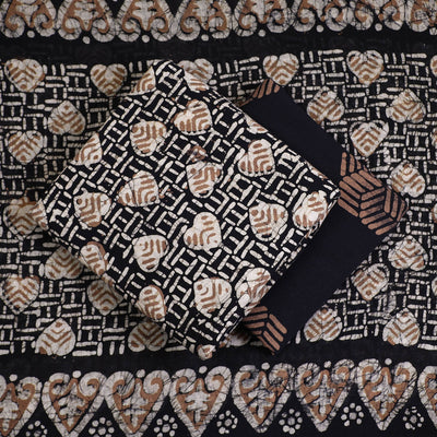 Black - 3pc Cotton Kutch Batik Print Dress Material 109
