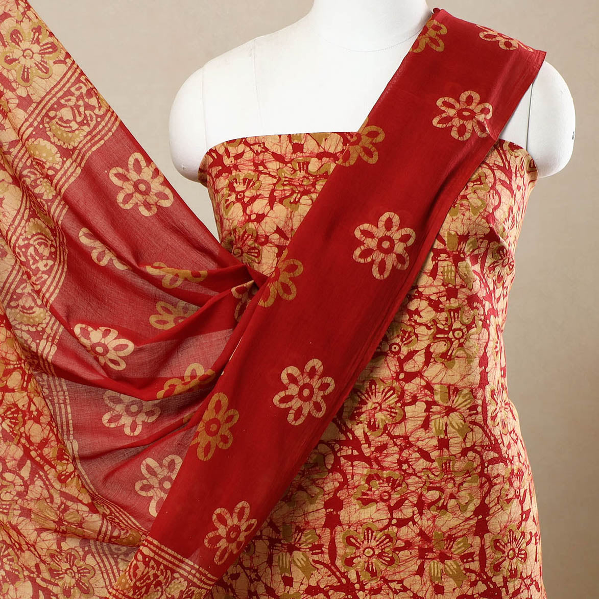 3pc Cotton Kutch Batik Print Dress Material 117