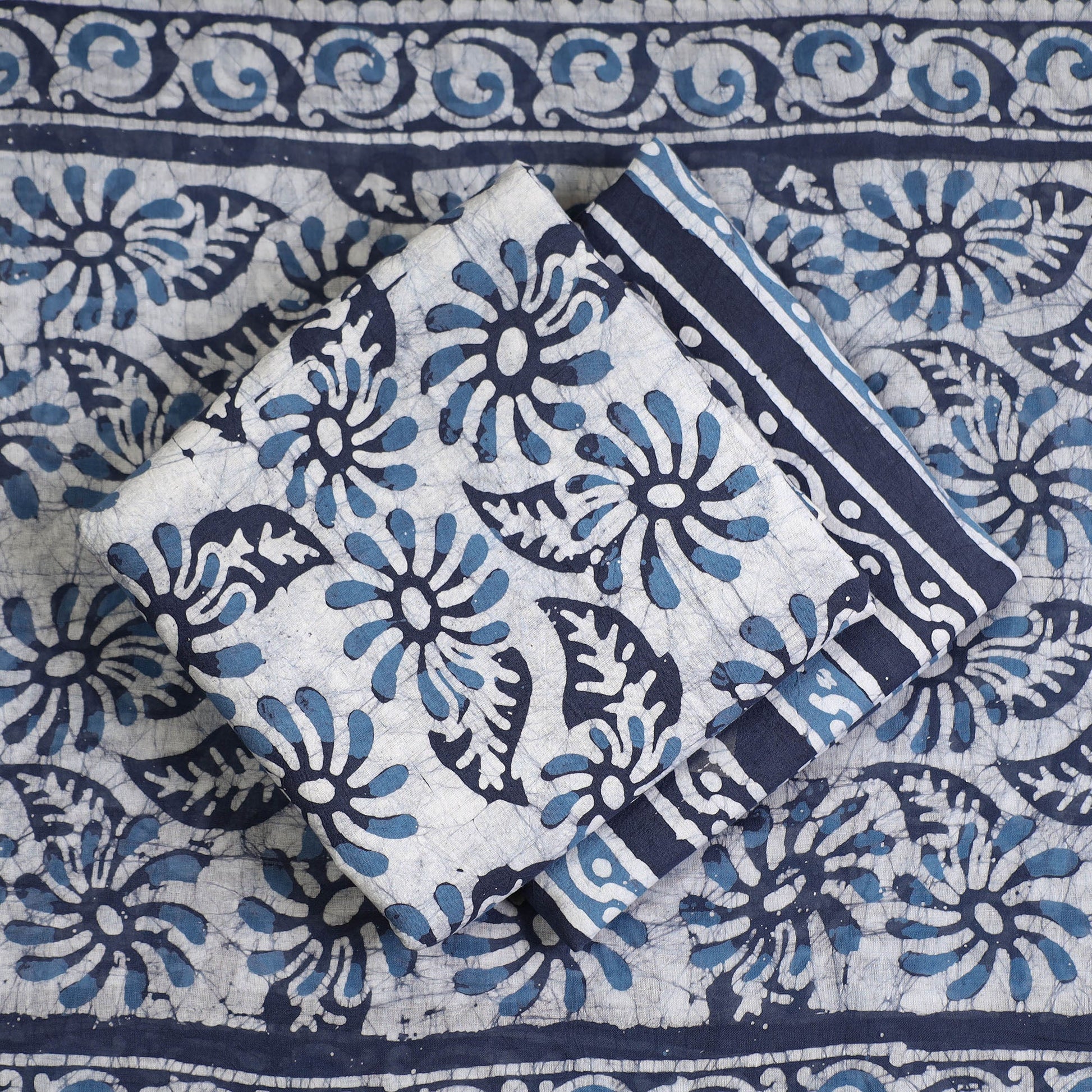 3pc Cotton Kutch Batik Print Dress Material 110