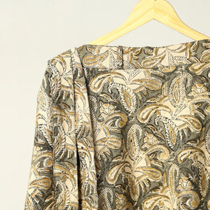 Beige - Kalamkari Block Printed Cotton Wrap Around Skirt