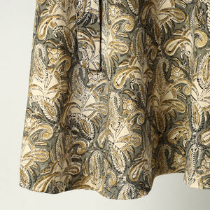 Beige - Kalamkari Block Printed Cotton Wrap Around Skirt