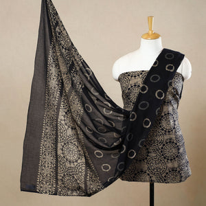 Beige - 3pc Cotton Kutch Batik Print Dress Material 119