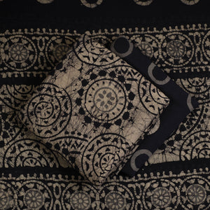 Beige - 3pc Cotton Kutch Batik Print Dress Material 119