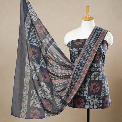 3pc Cotton Kutch Batik Print Dress Material 121