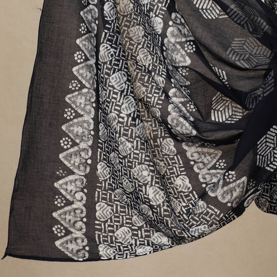 Black - 3pc Cotton Kutch Batik Print Dress Material 122