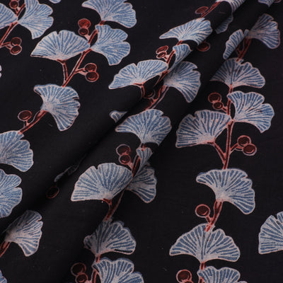 Black - Natural Dyed Cotton Ajrakh Print Fabric 36
