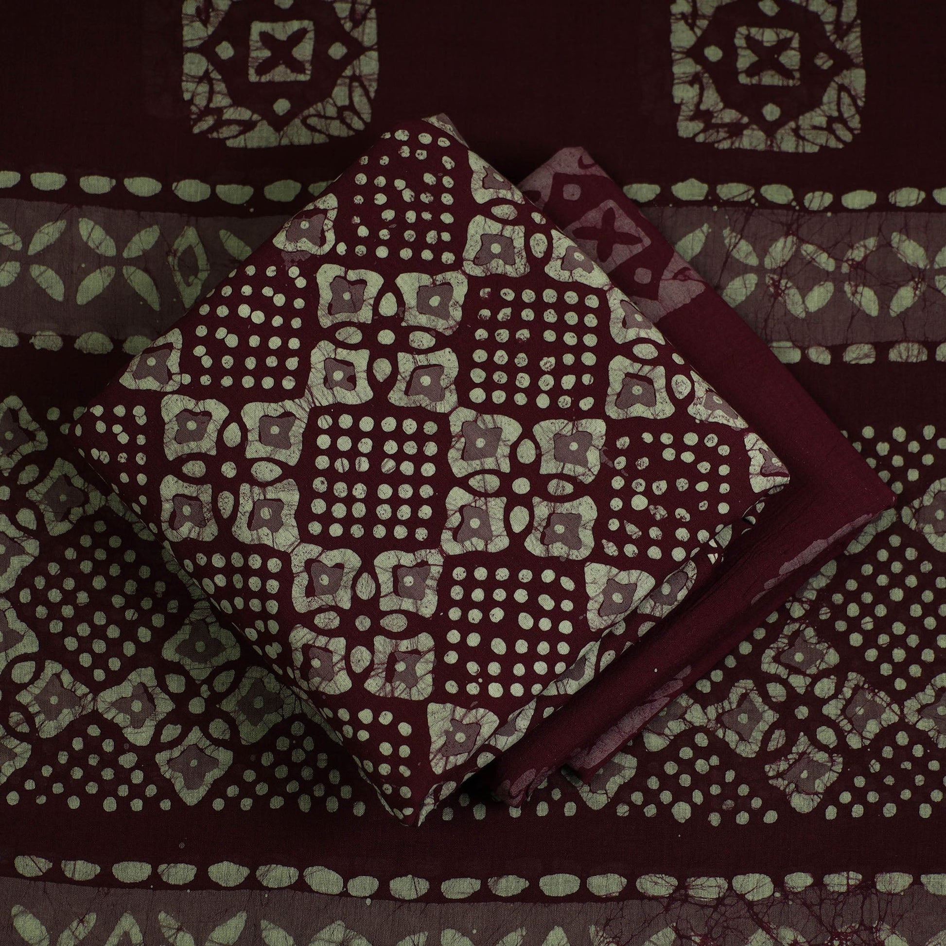 3pc Cotton Kutch Batik Print Dress Material 123