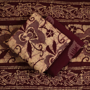Brown - 3pc Cotton Kutch Batik Print Dress Material 125