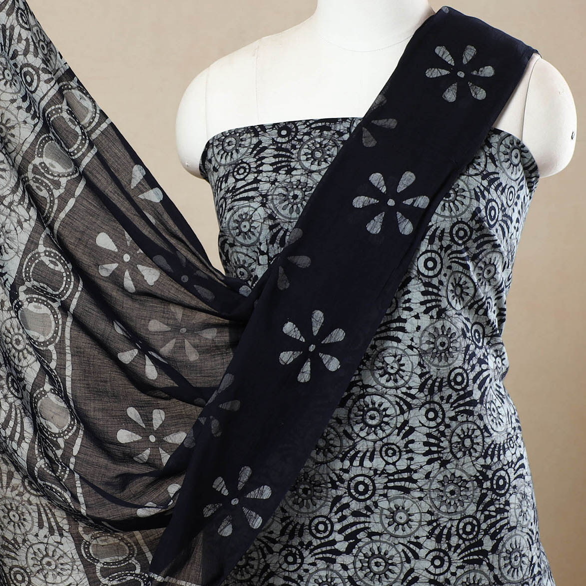 3pc Cotton Kutch Batik Print Dress Material 126