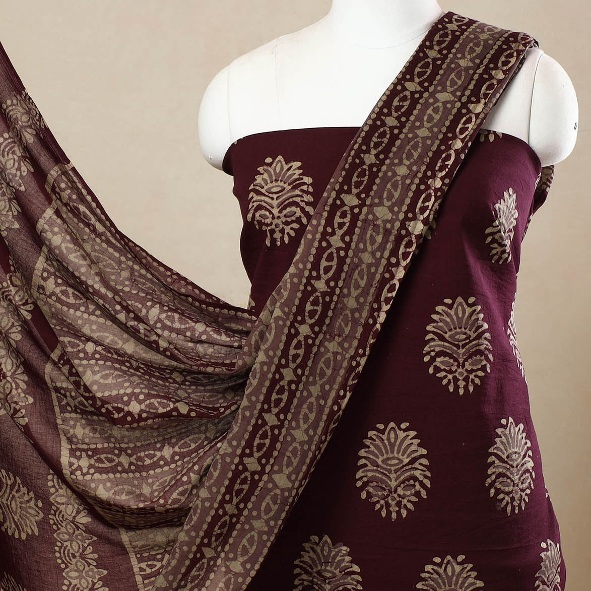 3pc Cotton Kutch Batik Print Dress Material 127