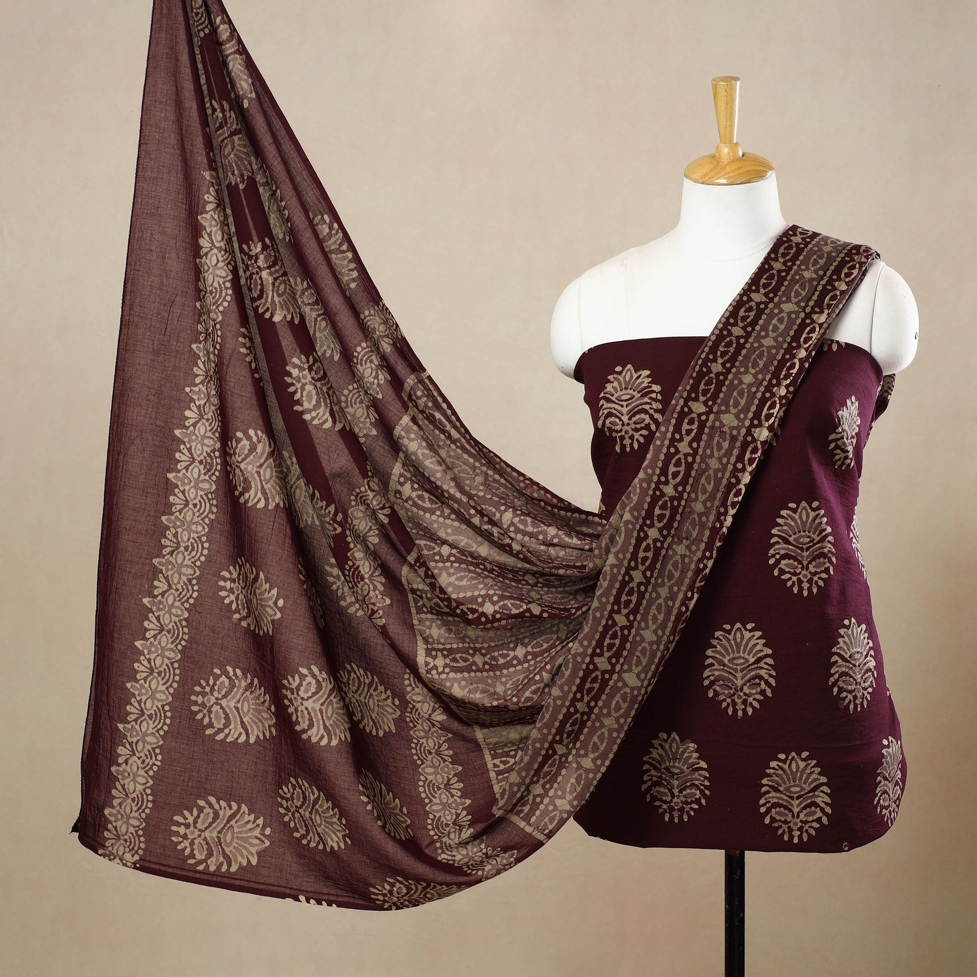3pc Cotton Kutch Batik Print Dress Material 127