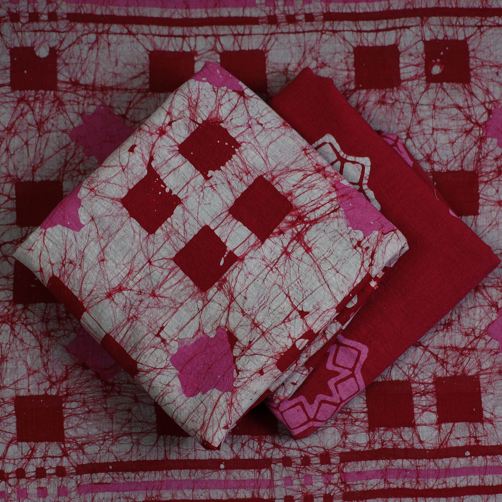3pc Cotton Kutch Batik Print Dress Material 128