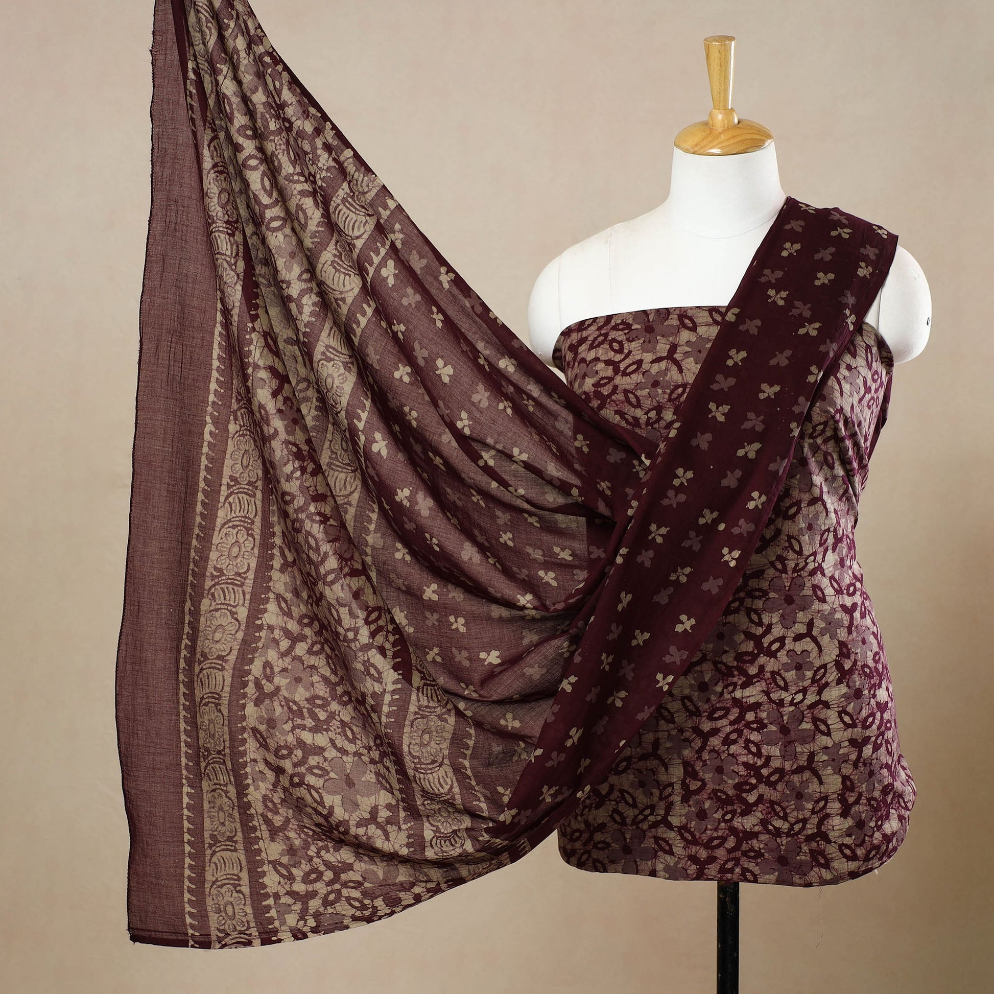 3pc Cotton Kutch Batik Print Dress Material 129