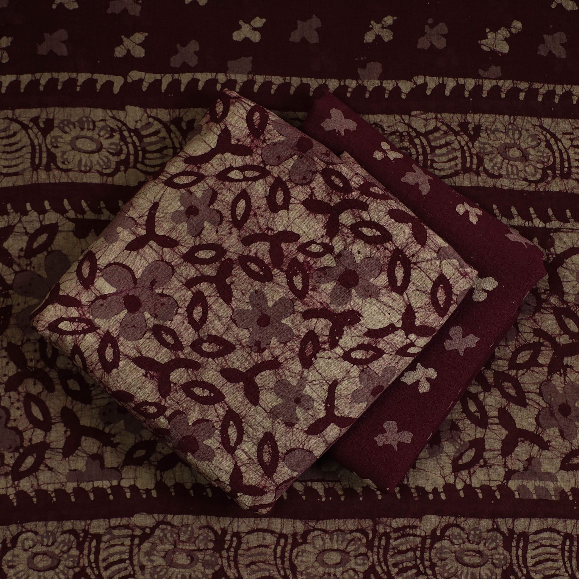 3pc Cotton Kutch Batik Print Dress Material 129