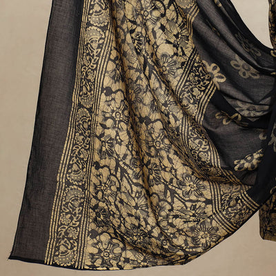 Beige - 3pc Cotton Kutch Batik Print Dress Material 130