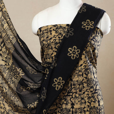 Beige - 3pc Cotton Kutch Batik Print Dress Material 130