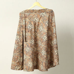 Brown - Kalamkari Block Printed Cotton Wrap Around Skirt