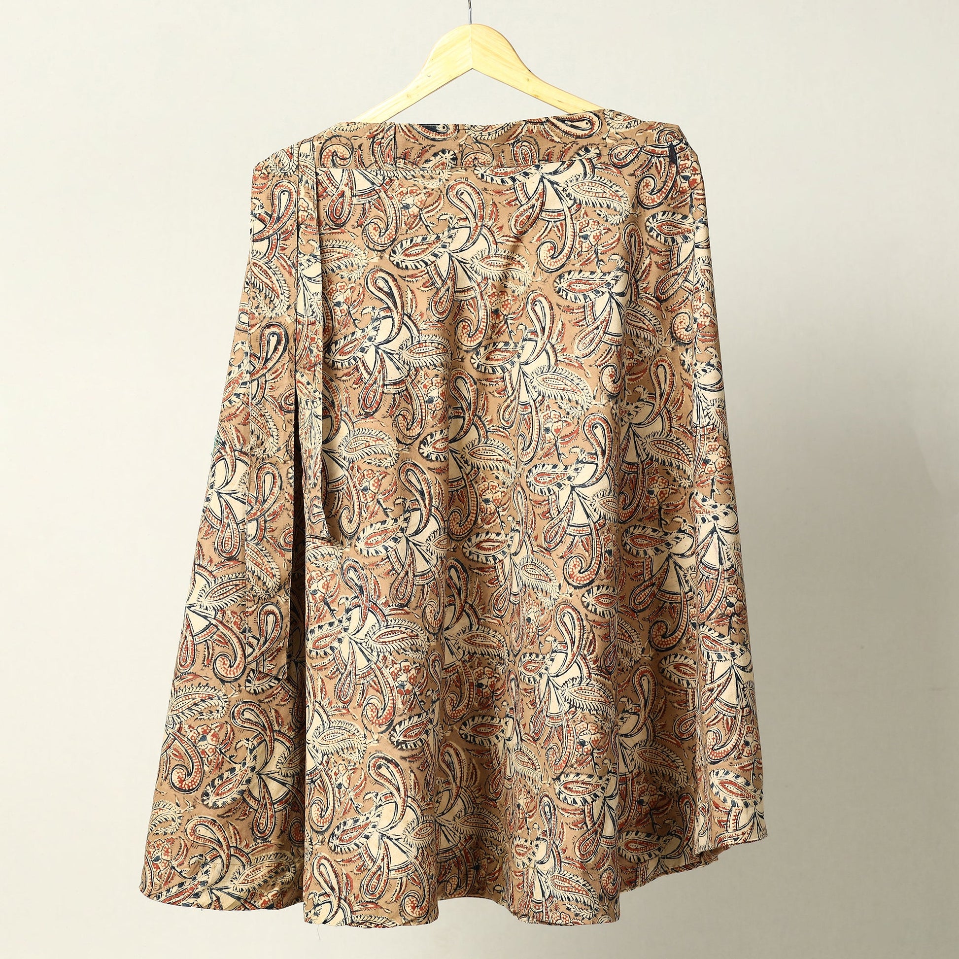 Brown - Kalamkari Block Printed Cotton Wrap Around Skirt