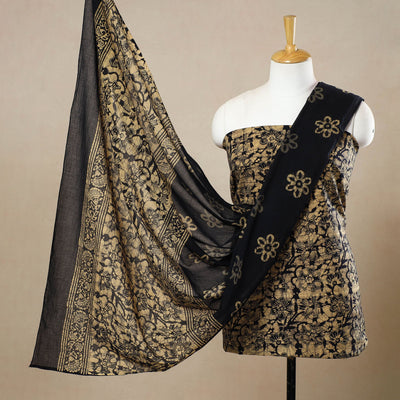 Beige - 3pc Cotton Kutch Batik Print Dress Material 130