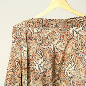 Brown - Kalamkari Block Printed Cotton Wrap Around Skirt