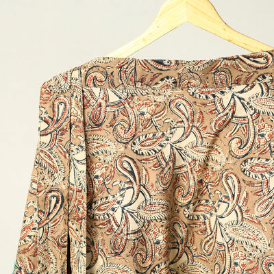 Brown - Kalamkari Block Printed Cotton Wrap Around Skirt