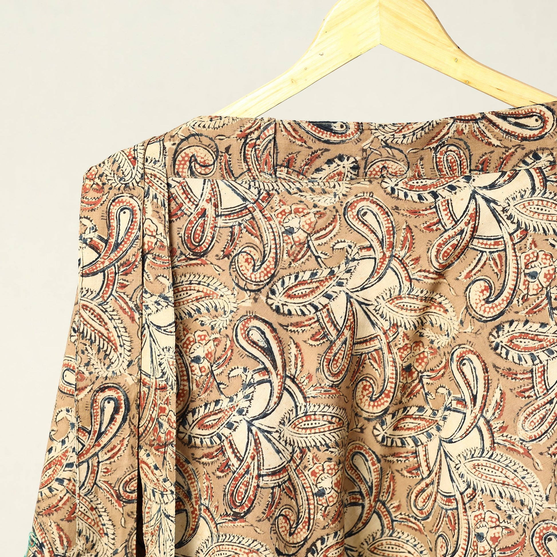 Brown - Kalamkari Block Printed Cotton Wrap Around Skirt