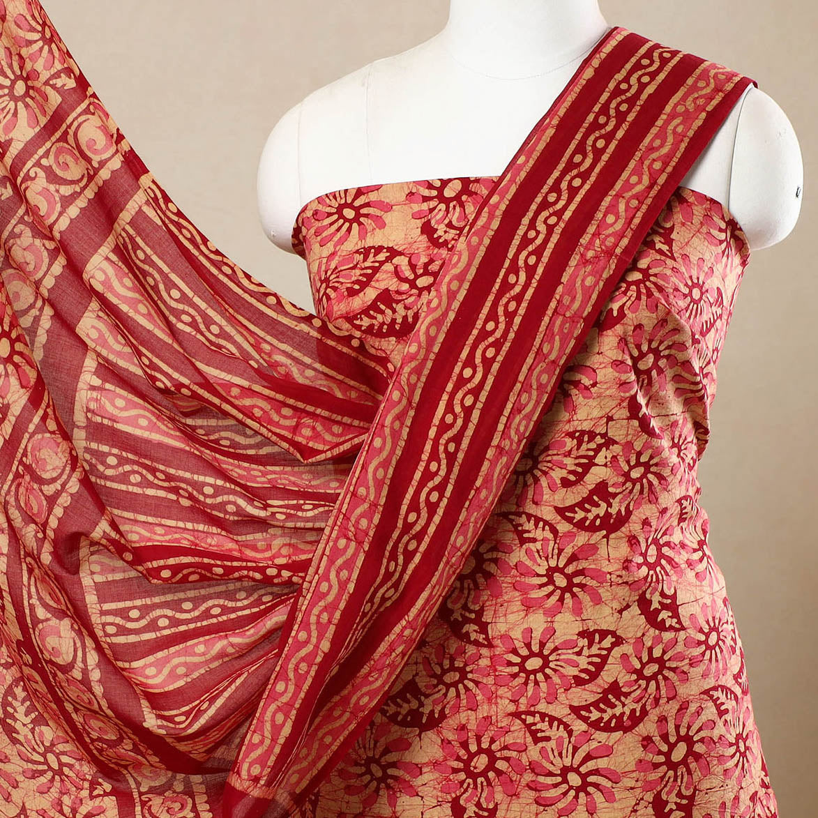 3pc Cotton Kutch Batik Print Dress Material 132