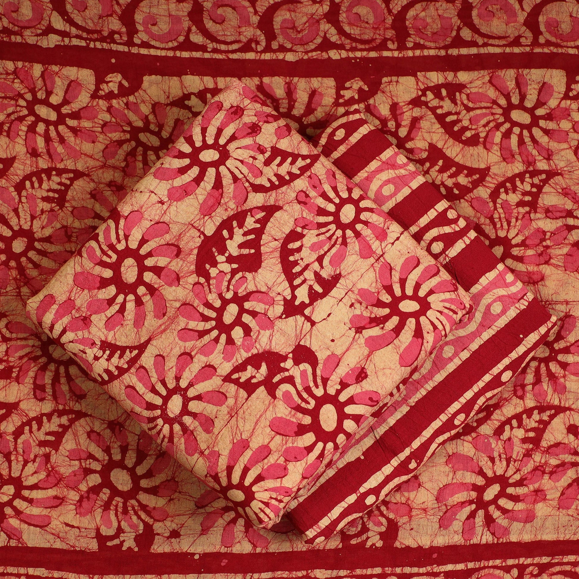 3pc Cotton Kutch Batik Print Dress Material 132