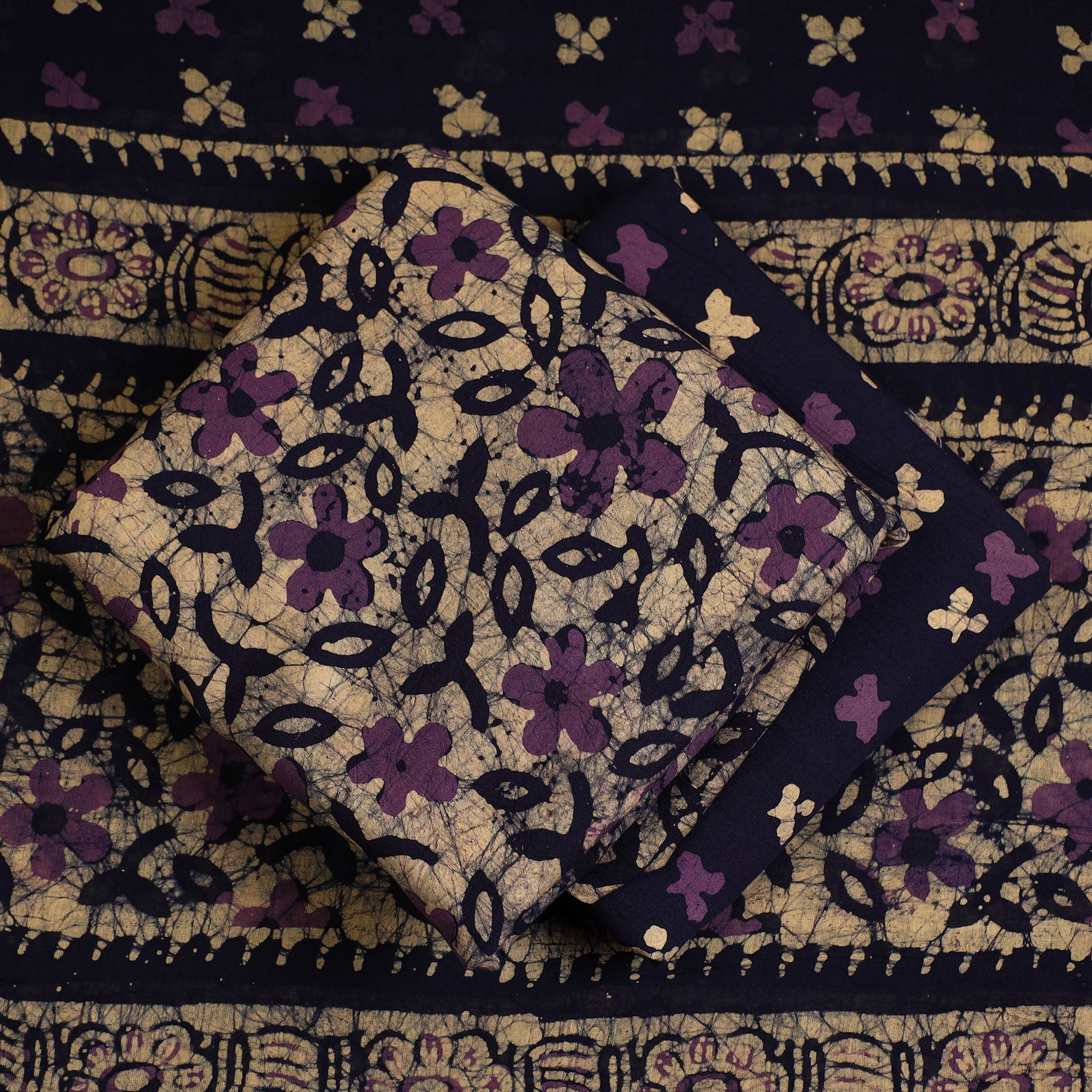 3pc Cotton Kutch Batik Print Dress Material 133