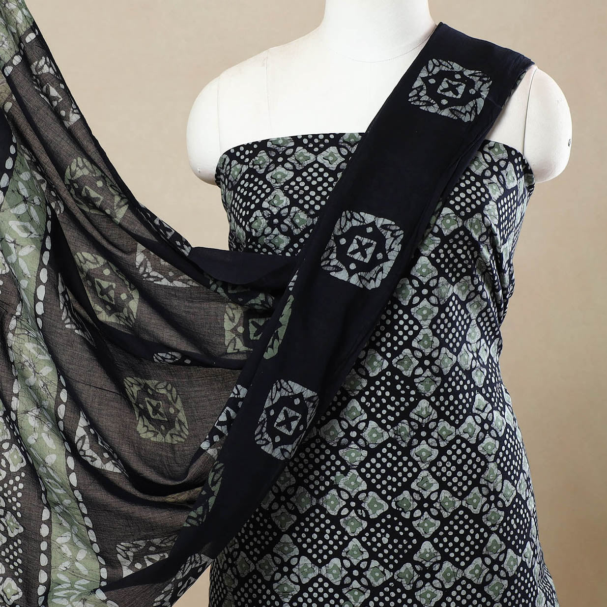 3pc Cotton Kutch Batik Print Dress Material 134
