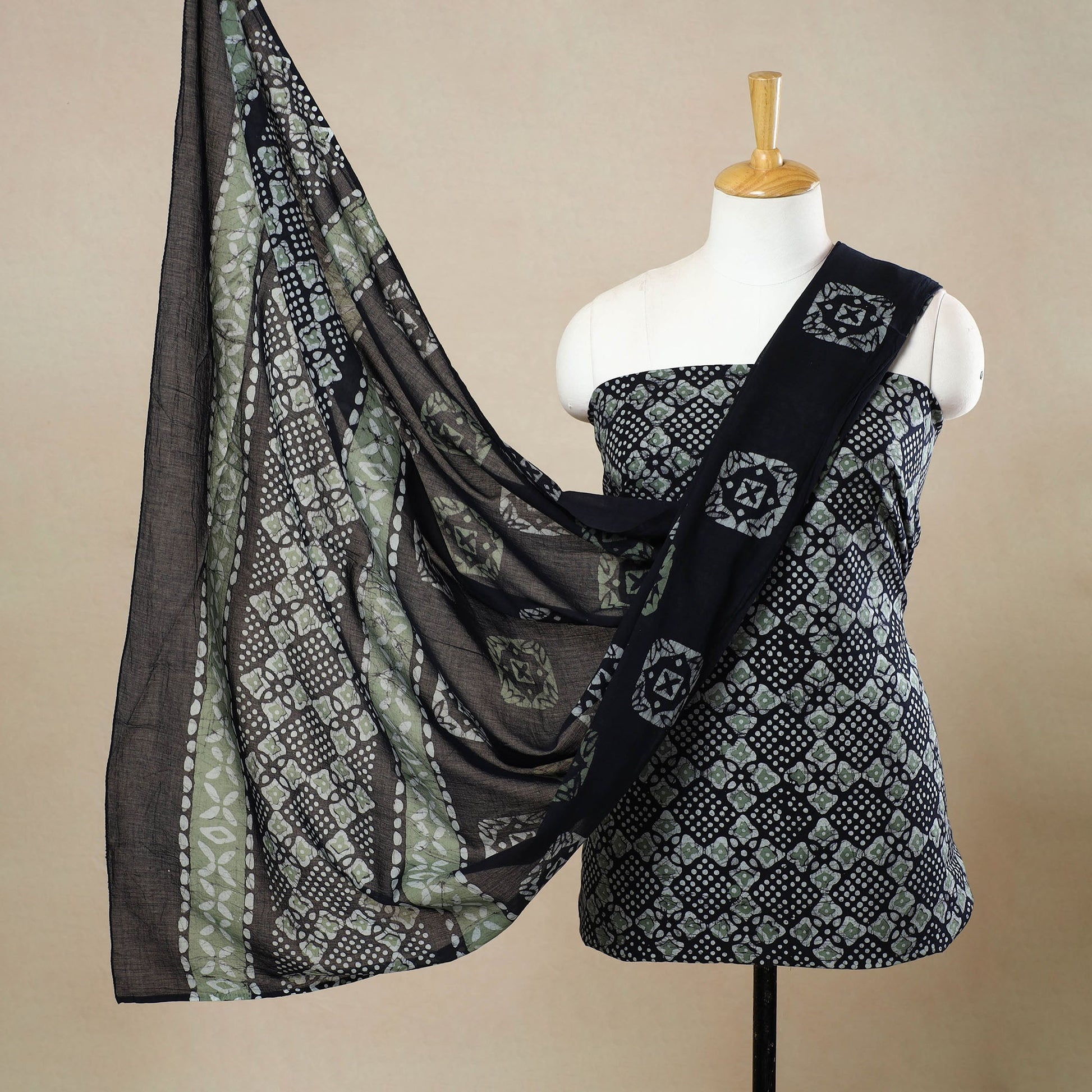 3pc Cotton Kutch Batik Print Dress Material 134