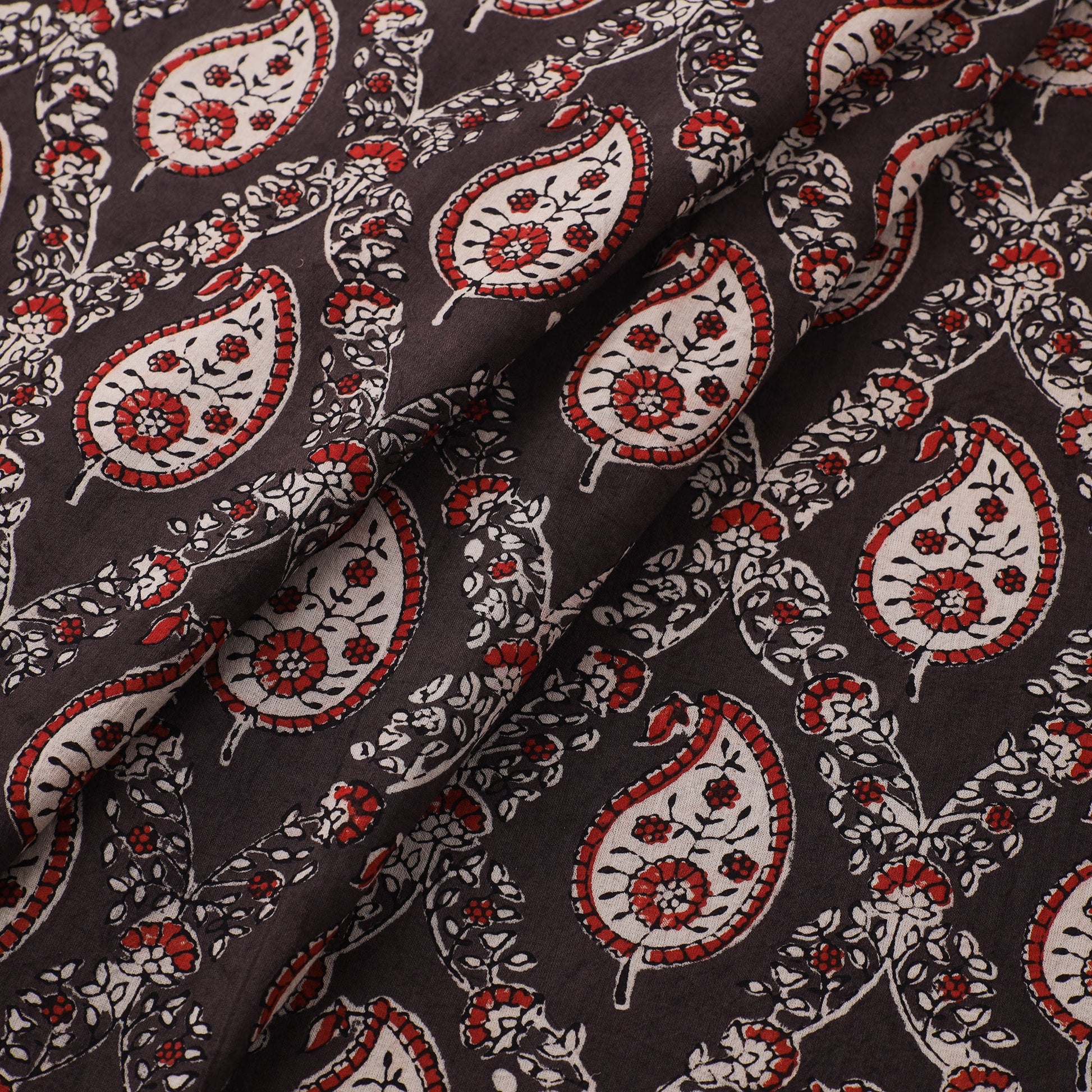 Brown - Natural Dyed Cotton Ajrakh Print Fabric 43