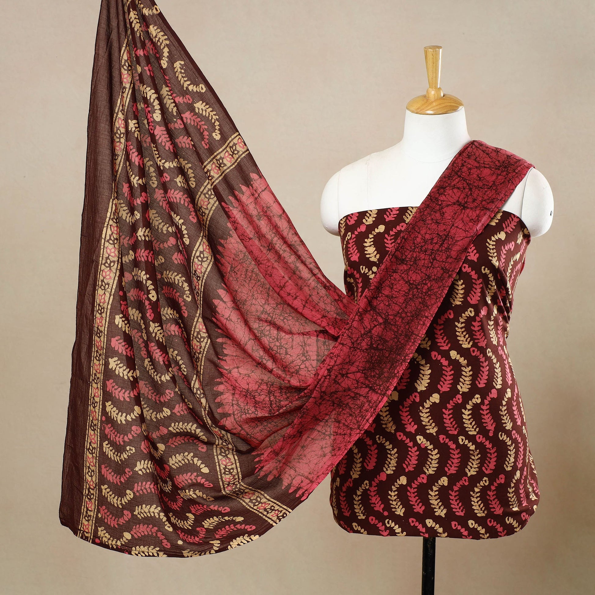 3pc Cotton Kutch Batik Print Dress Material 136