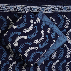 Blue - 3pc Cotton Kutch Batik Print Dress Material 137