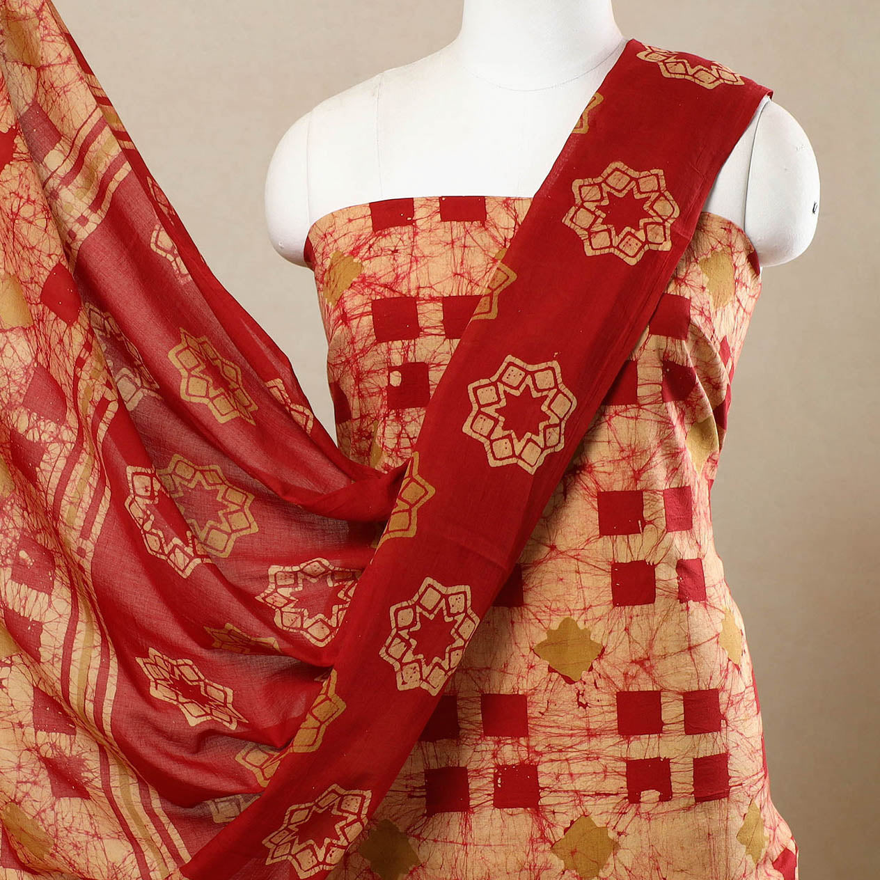 3pc Cotton Kutch Batik Print Dress Material 139