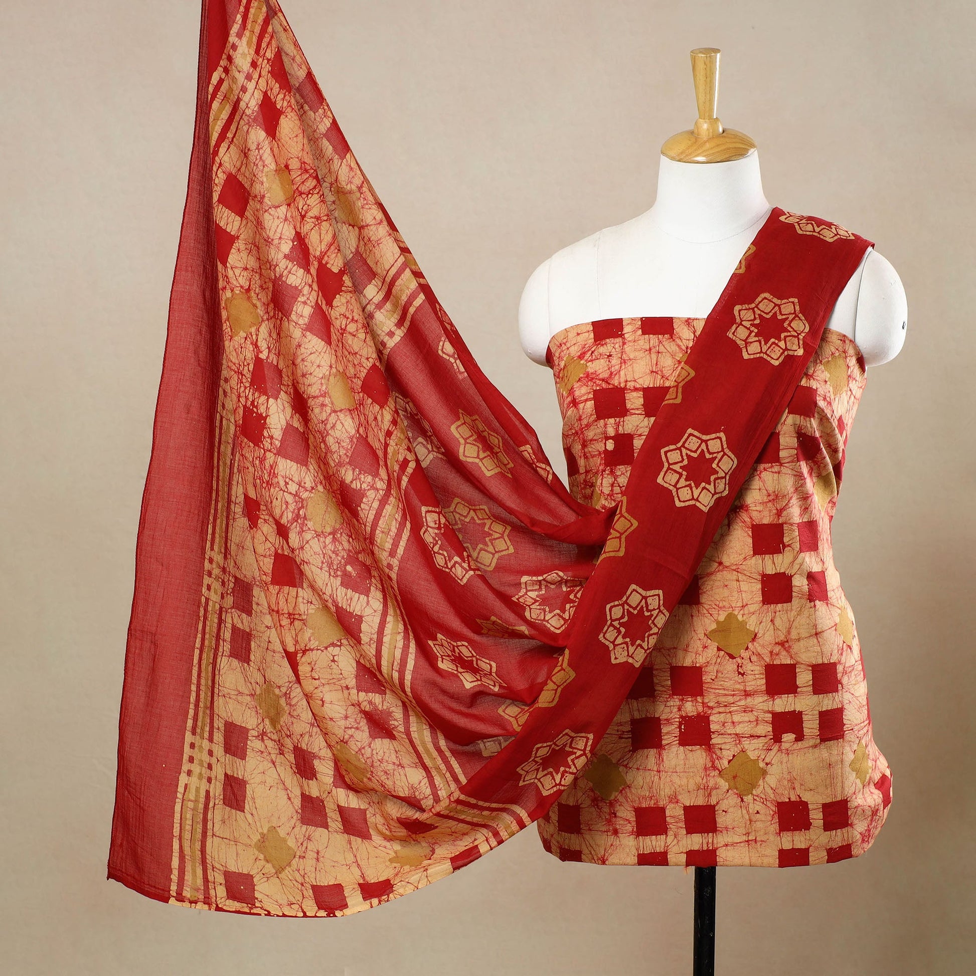 3pc Cotton Kutch Batik Print Dress Material 139