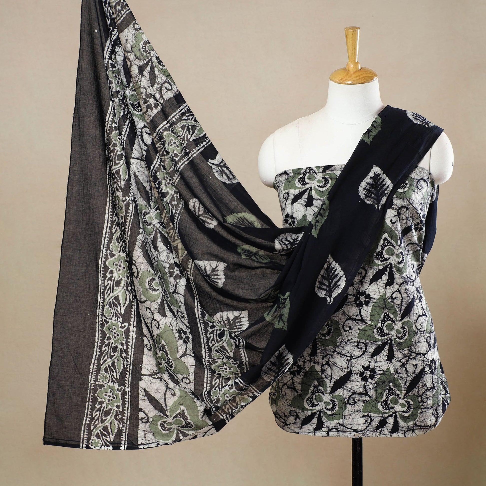 3pc Cotton Kutch Batik Print Dress Material 140
