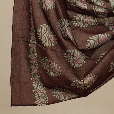 Brown - 3pc Cotton Kutch Batik Print Dress Material 141