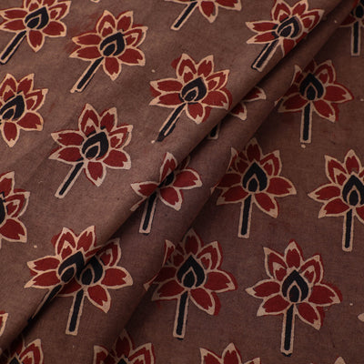 Brown - Pure Cotton Ajrakh Print Fabric 35
