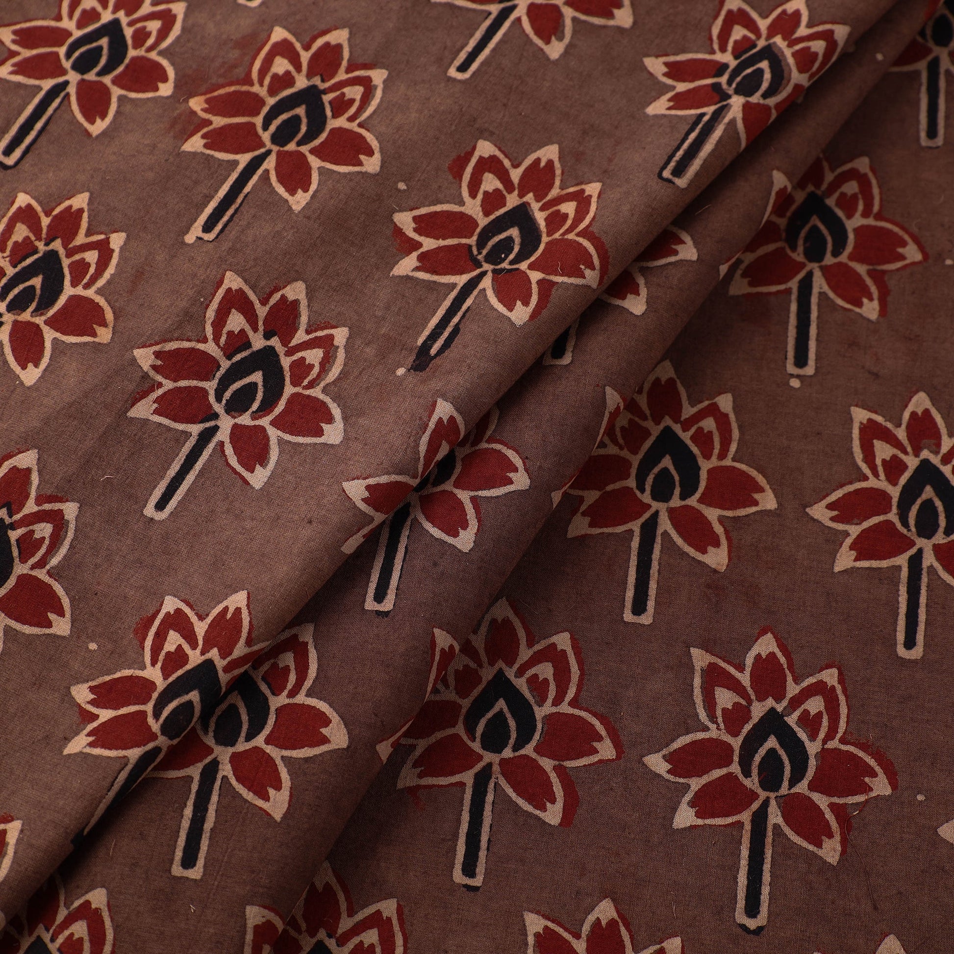 Brown - Pure Cotton Ajrakh Print Fabric 35