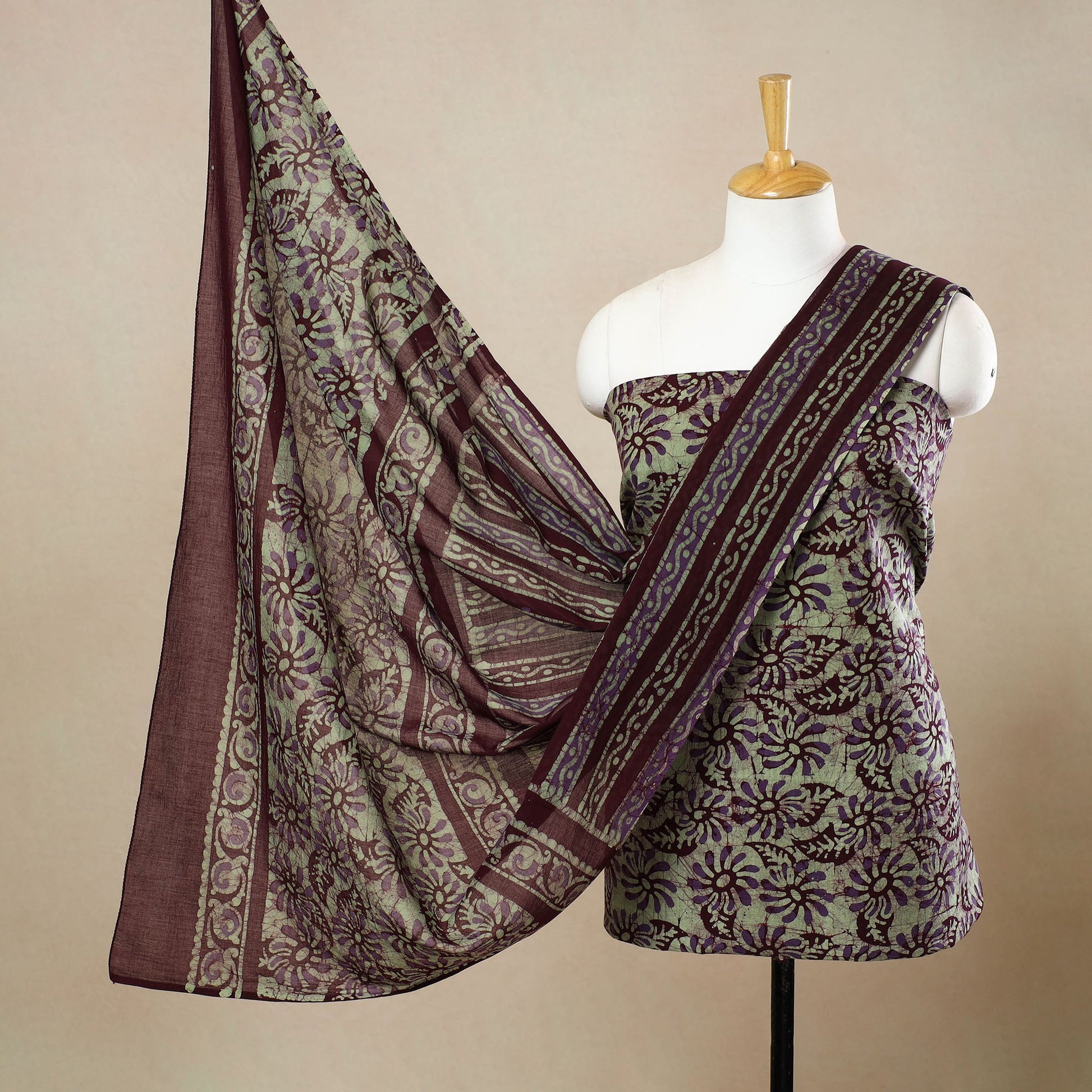 3pc Cotton Kutch Batik Print Dress Material 142