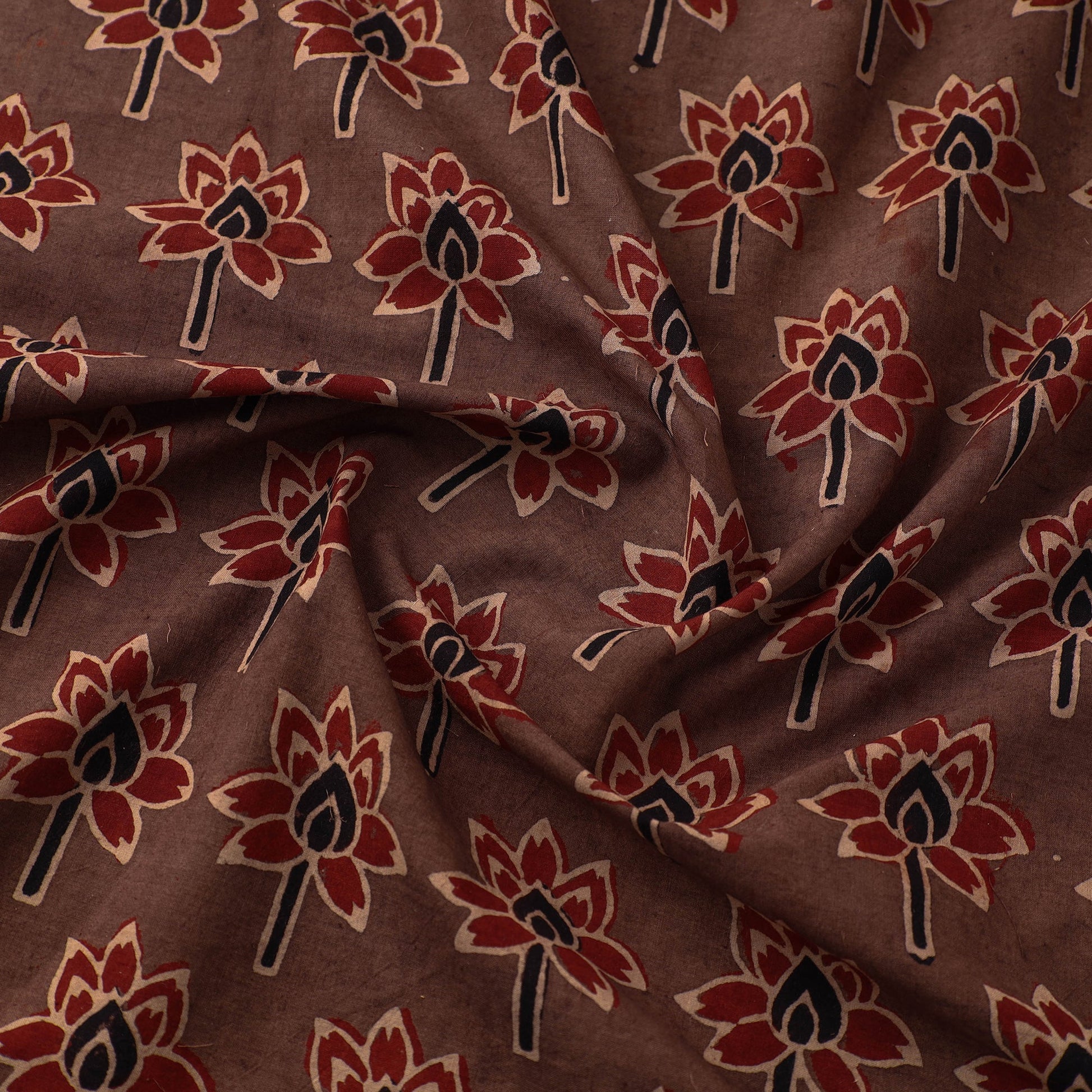 Brown - Pure Cotton Ajrakh Print Fabric 35