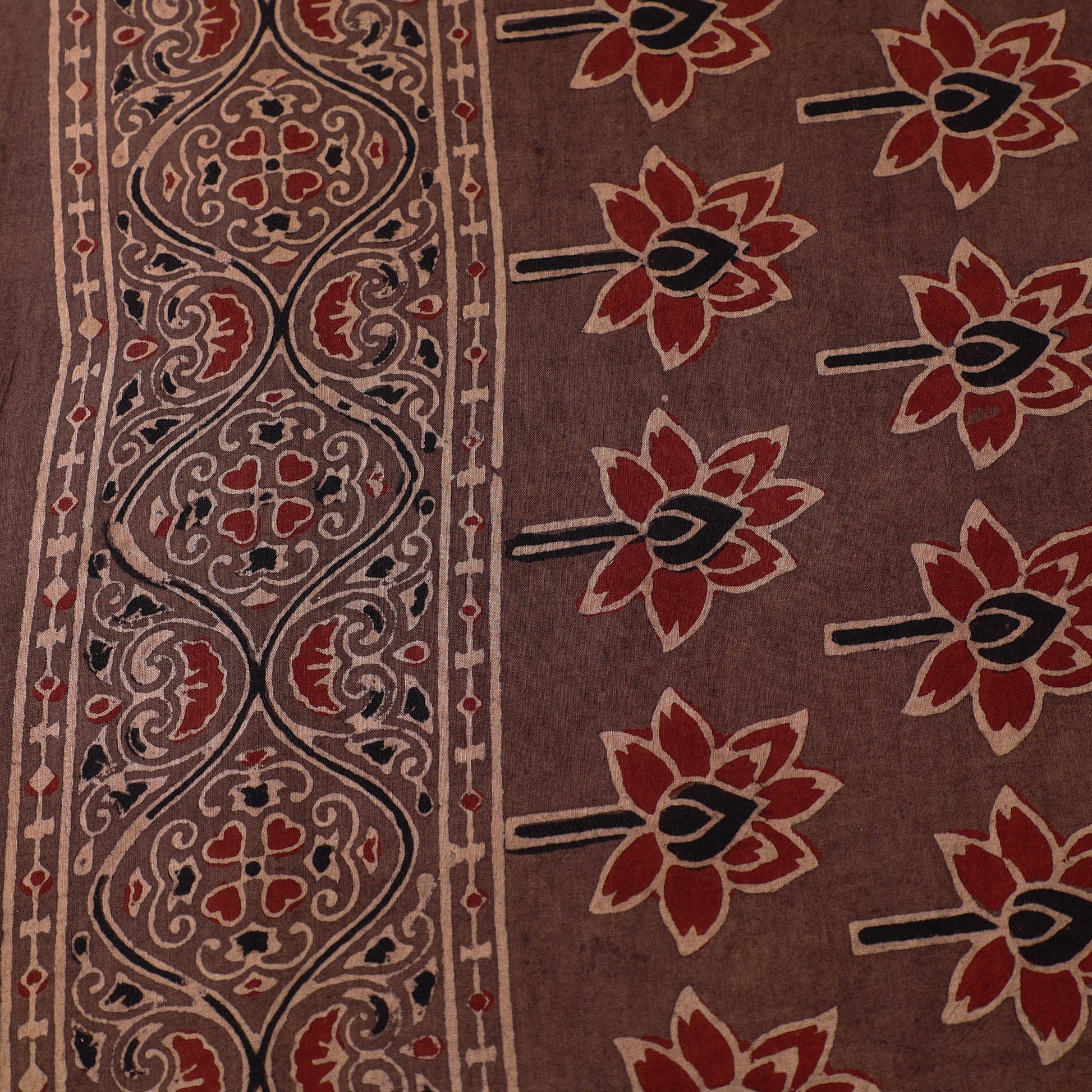 Brown - Pure Cotton Ajrakh Print Fabric 35