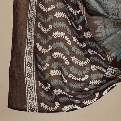 Brown - 3pc Cotton Kutch Batik Print Dress Material 143