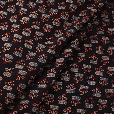 Black - Pure Cotton Ajrakh Print Fabric 38