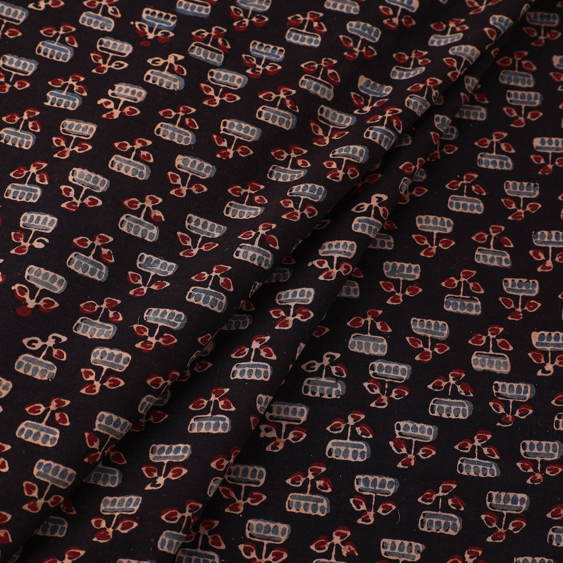Black - Pure Cotton Ajrakh Print Fabric 38