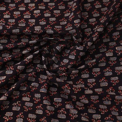 Black - Pure Cotton Ajrakh Print Fabric 38